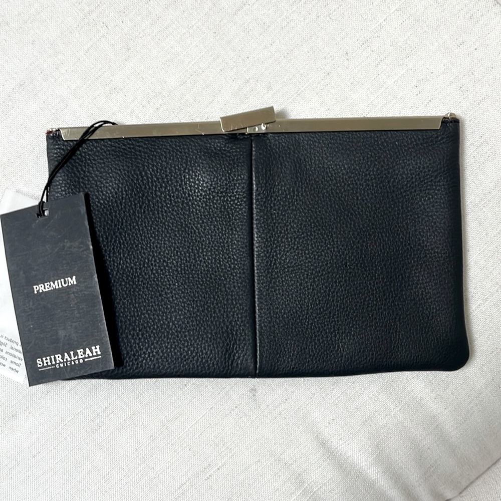 Shiraleah Black Leather Clutch Handbag New with Tags - Picture 1 of 6